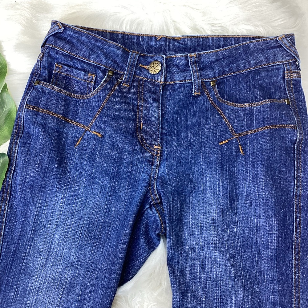 Vintage Y2K Low Rise Jeans Suede Pockets Chi by Falchi Blue Boot Cut Jeans 6 - Picture 3 of 12